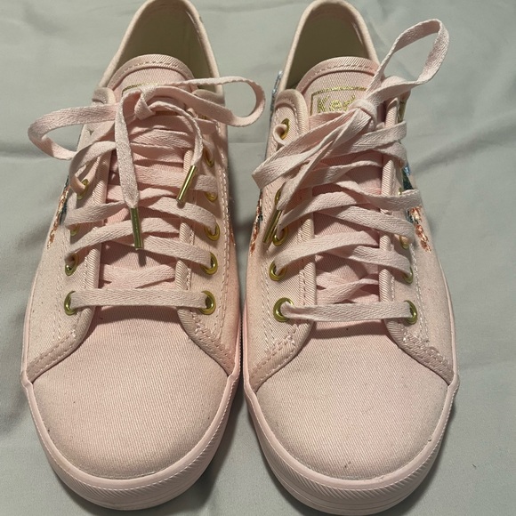 Keds x Rifle Paper Co Sneaker Women's Size 7.5 Pink Embroidered Floral Flower - Picture 2 of 10